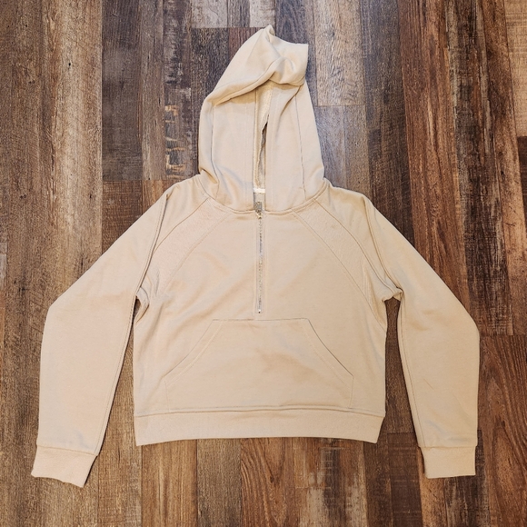 Cropped Half Zip Pullover Hoodie with Pockets - Picture 4 of 5